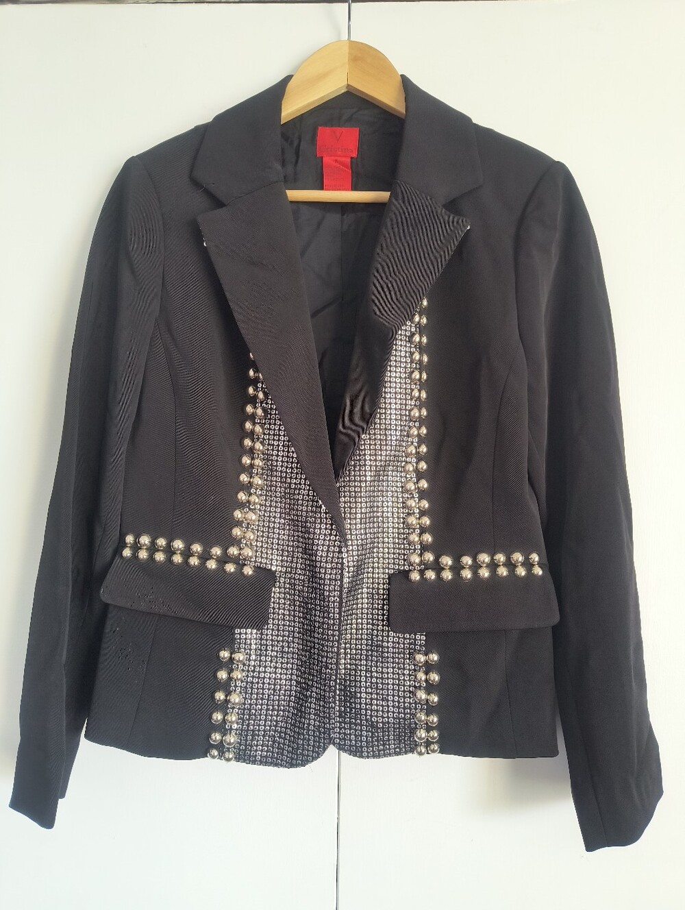 V Christina Woman's Blazer Jacket Studded Sequins Heavy Fully Lined Size Medium
